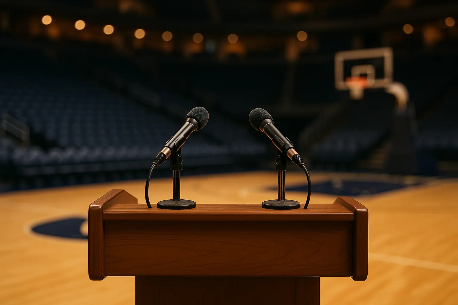 Basketball press conference podium