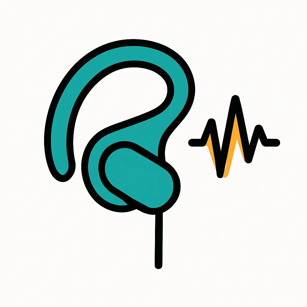 Open-ear sport headphones with sound wave icon