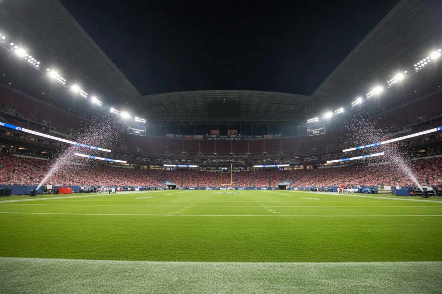 NFL stadium at night under lights for season opener